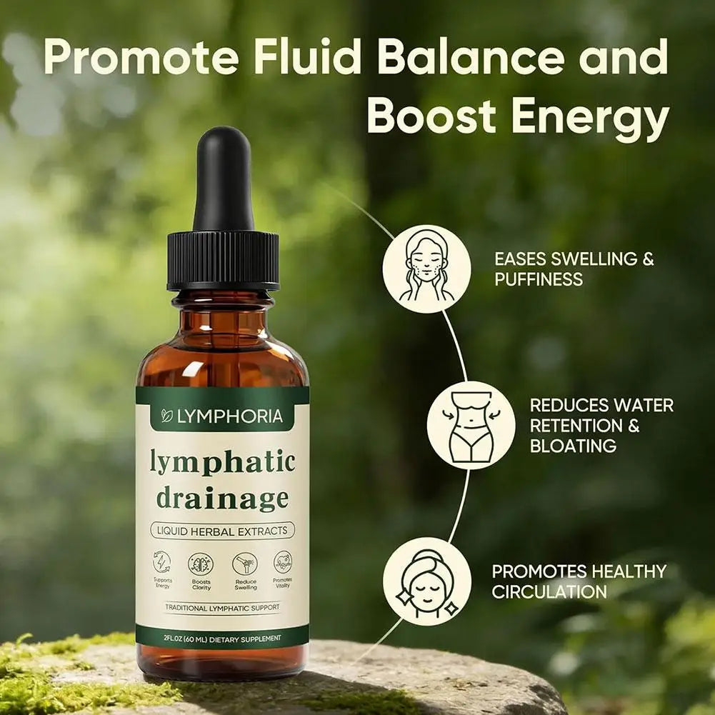 60ml Lymphatic Drainage Drops Natural Herbal Formula Toxin Elimination Swelling Relief Lymph Support Liquid
